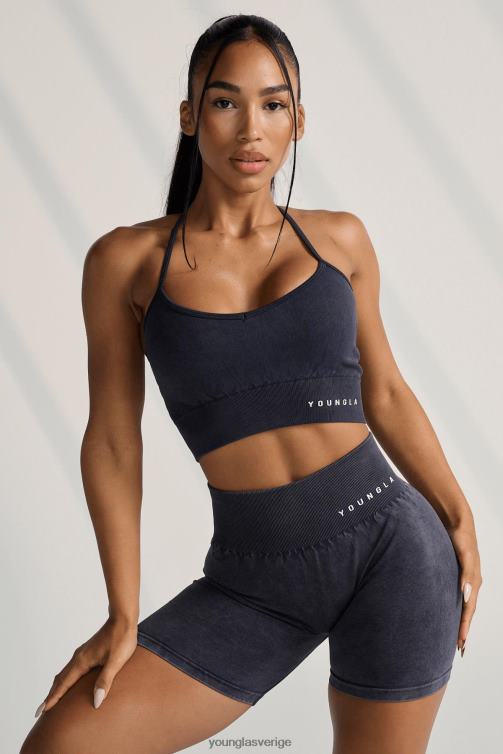 YoungLA kvinnor w311 carbon cross back sport-bh svart tvätt Kläder 62TXL1004