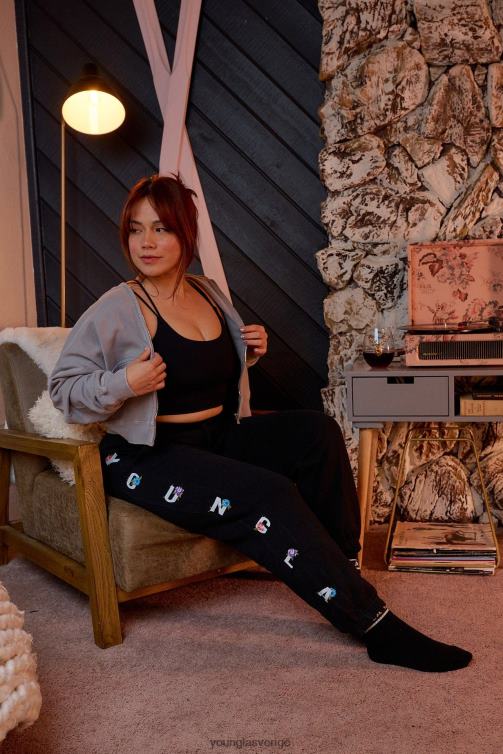 YoungLA kvinnor w203 vinterblom joggingbyxor gråmelerad Kläder 62TXL1120