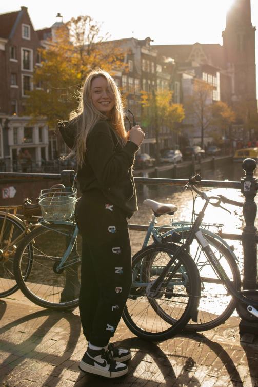 YoungLA kvinnor w203 vinterblom joggingbyxor gråmelerad Kläder 62TXL1120