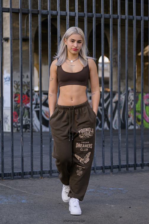 YoungLA kvinnor w211 dreamers joggingbyxor brun tvätt Kläder 62TXL1171