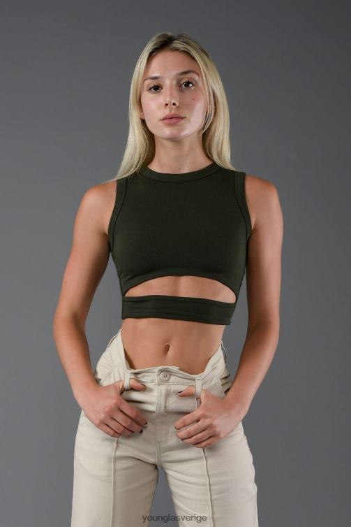 YoungLA kvinnor w302 linne med skärp mörk oliv Kläder 62TXL1043