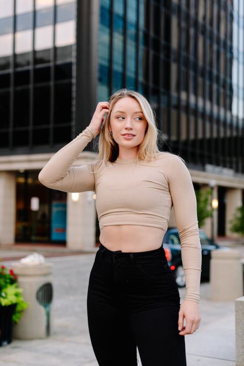 YoungLA kvinnor w402 ribbad långärmad kol Kläder 62TXL1066