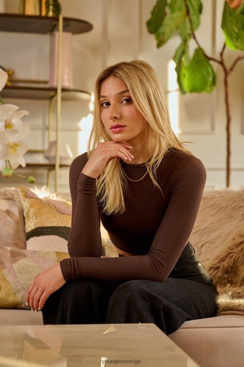 YoungLA kvinnor w402 ribbad långärmad kol Kläder 62TXL1066