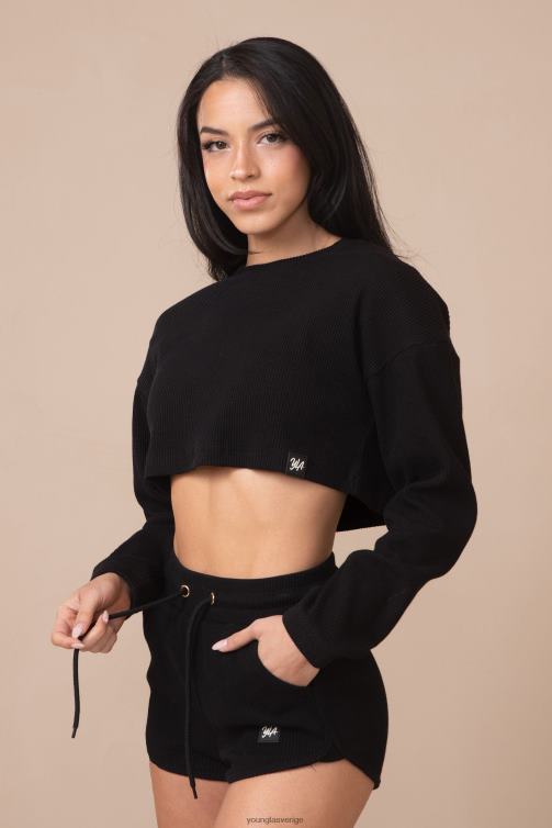 YoungLA kvinnor w413 peachy cropped långärmad elfenben Kläder 62TXL1071