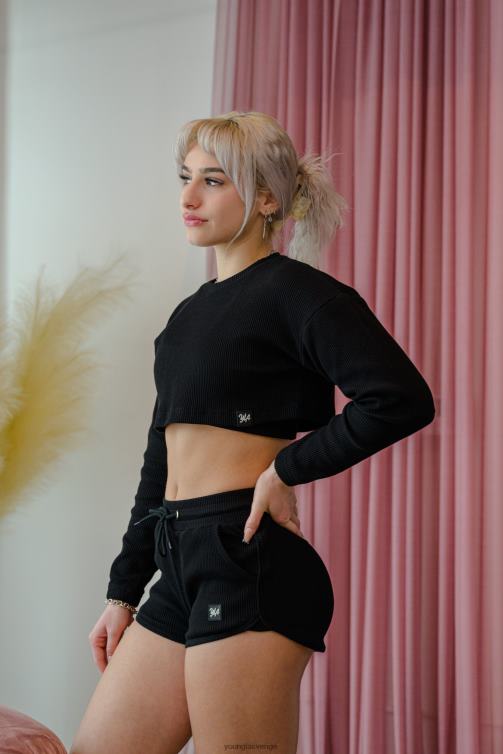 YoungLA kvinnor w413 peachy cropped långärmad elfenben Kläder 62TXL1071