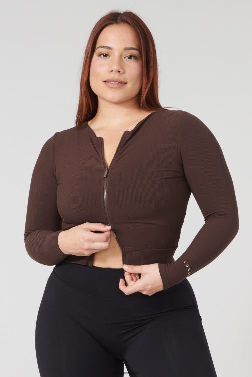 YoungLA kvinnor w418 lång ärm med dubbel dragkedja grå Kläder 62TXL1040