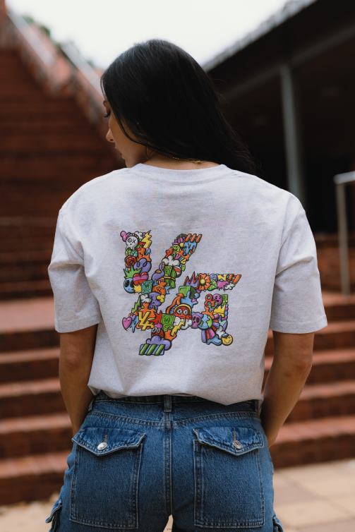 YoungLA kvinnor w421 trippy oversized t-shirt ljung vit Kläder 62TXL1079