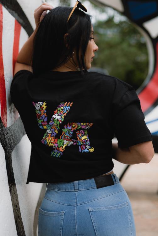 YoungLA kvinnor w421 trippy oversized t-shirt svart Kläder 62TXL1080