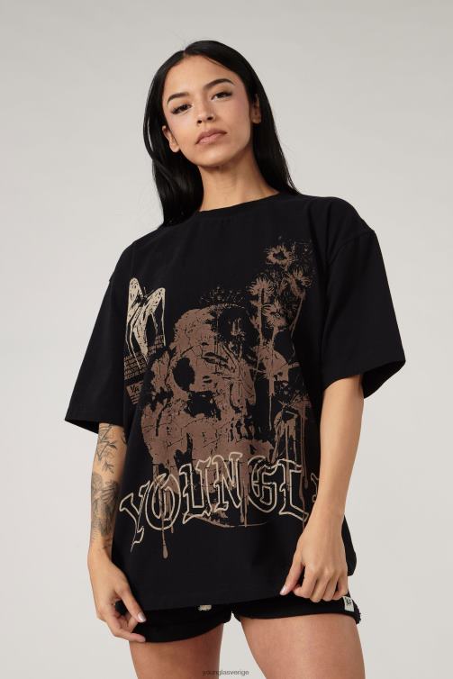 YoungLA kvinnor w427 phantom oversized t-shirts bentvätt Kläder 62TXL1028