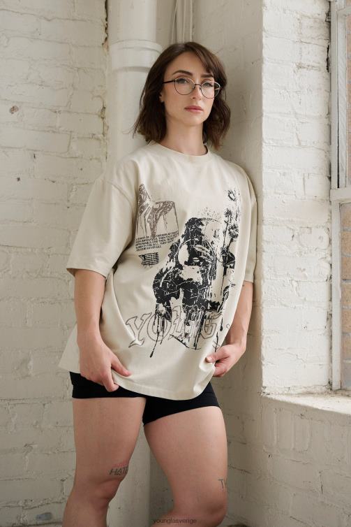 YoungLA kvinnor w427 phantom oversized t-shirts bentvätt Kläder 62TXL1028