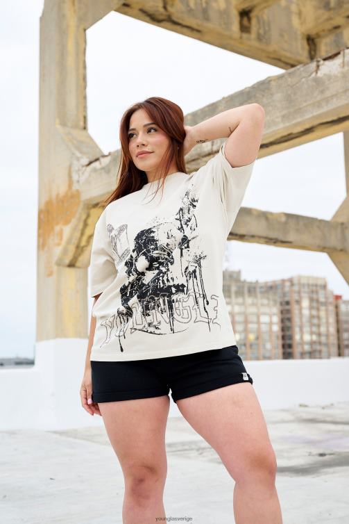 YoungLA kvinnor w427 phantom oversized t-shirts brun tvätt Kläder 62TXL1029