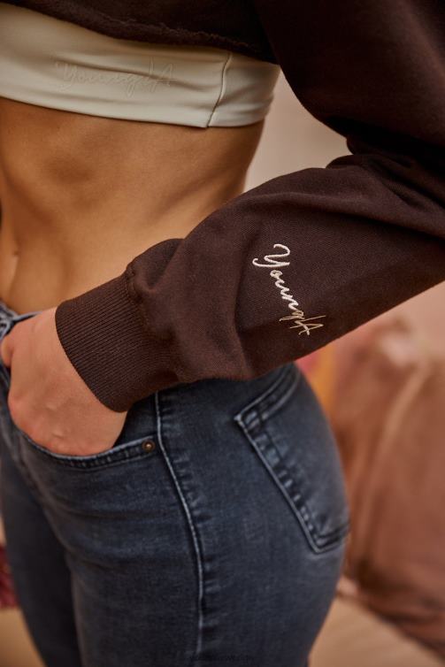 YoungLA kvinnor w501 super crop tröja brun Kläder 62TXL1198