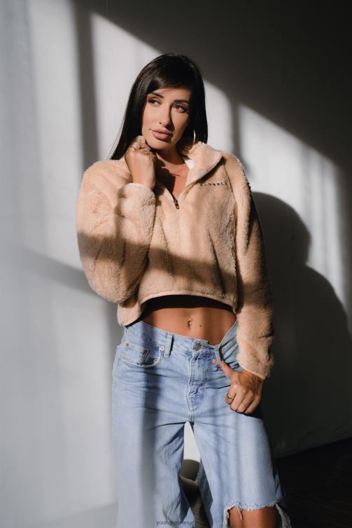 YoungLA kvinnor w506 teddy fleece tröja vit Kläder 62TXL1202