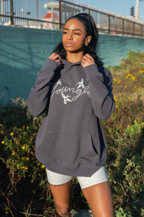 YoungLA kvinnor w509 hummingbird oversized hoodie svart Kläder 62TXL1187