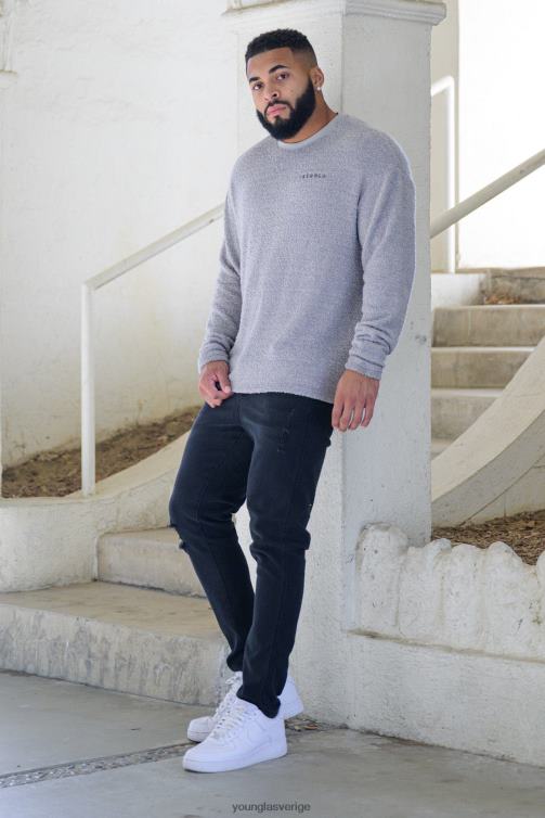 YoungLA män 607 skräddarsydda jeans i slim fit blå tvätt Kläder 62TXL747