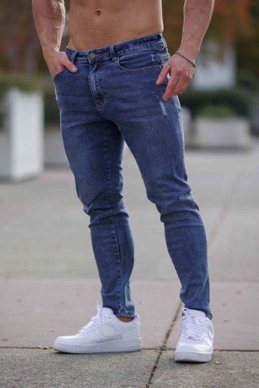 YoungLA män 607 skräddarsydda jeans i slim fit svart tvätt Kläder 62TXL746