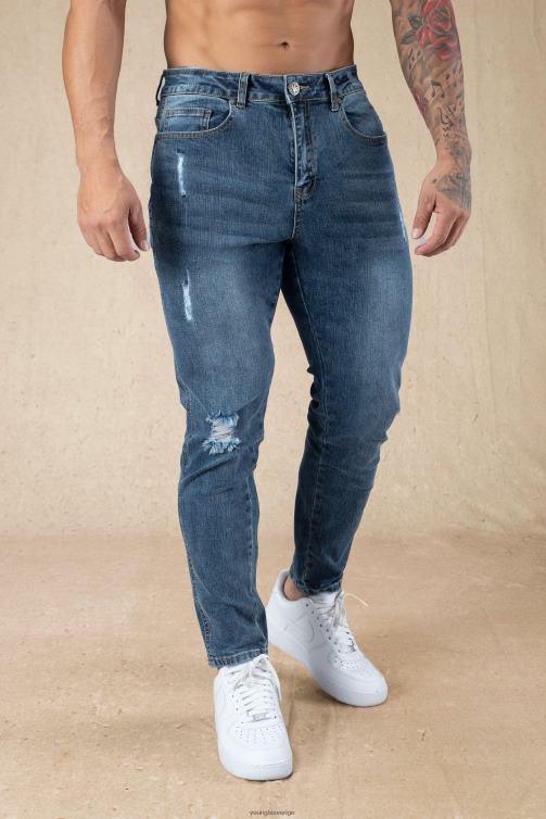 YoungLA män 607 skräddarsydda jeans i slim fit svart tvätt Kläder 62TXL746
