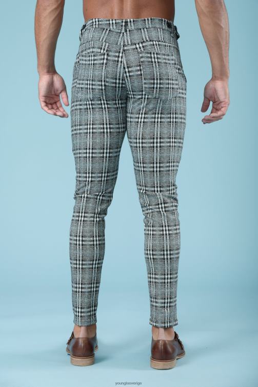 YoungLA män 614 snygga klänningsbyxor blå pläd Kläder 62TXL743