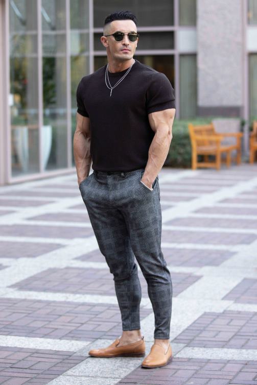 YoungLA män 615 nya dress byxor svart/offwhite Kläder 62TXL751