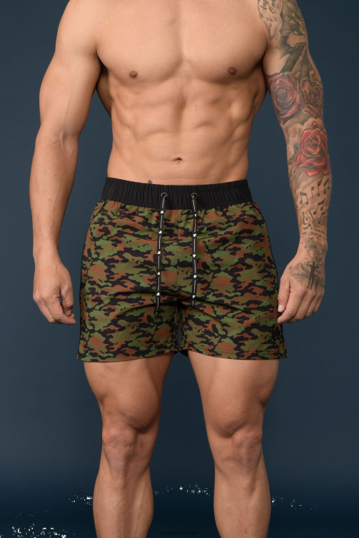 YoungLA män 101 bodybuilding shorts camo grön Kläder 62TXL694