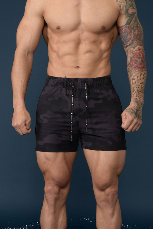 YoungLA män 101 bodybuilding shorts camo svart Kläder 62TXL695