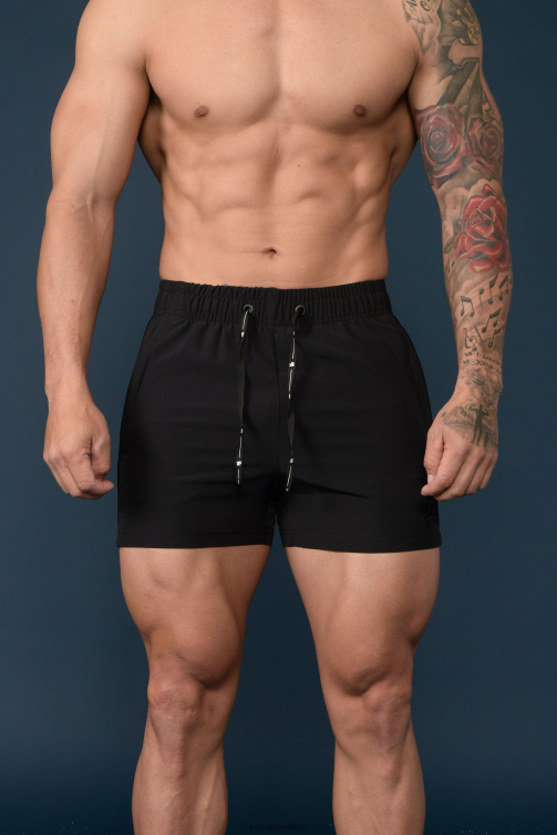 YoungLA män 101 bodybuilding shorts helt svart Kläder 62TXL685