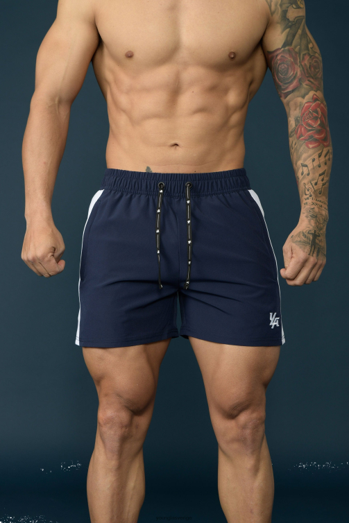 YoungLA män 101 bodybuilding shorts marin/vit Kläder 62TXL691