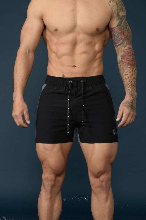 YoungLA män 101 bodybuilding shorts svart/grå Kläder 62TXL692