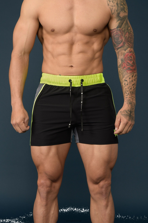 YoungLA män 101 bodybuilding shorts svart/neon Kläder 62TXL693