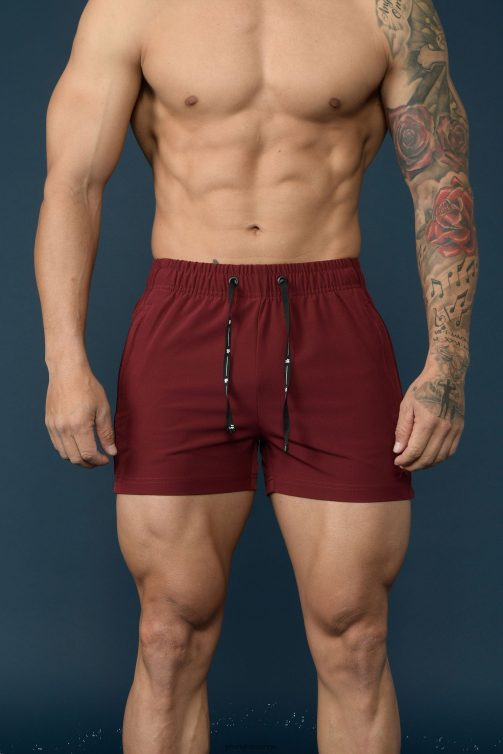 YoungLA män 101 bodybuilding shorts vinröd Kläder 62TXL689