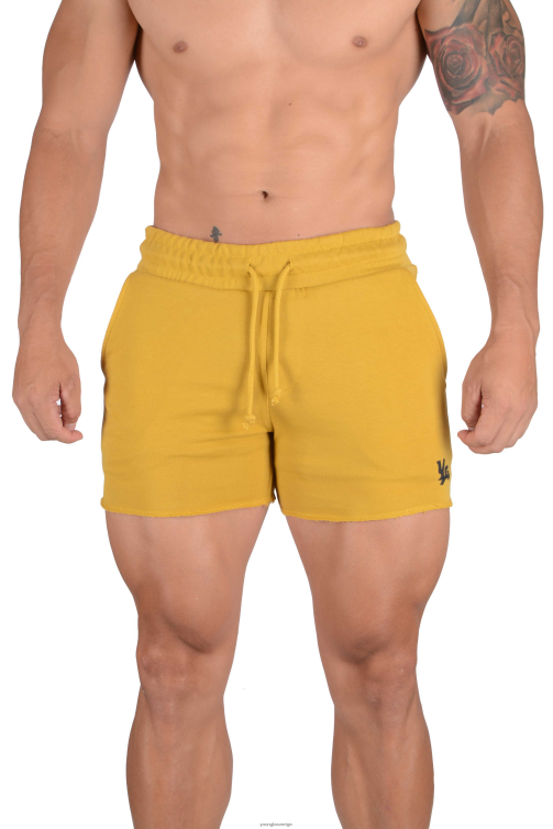YoungLA män 102 bodybuilding shorts i fransk frotté gul Kläder 62TXL652