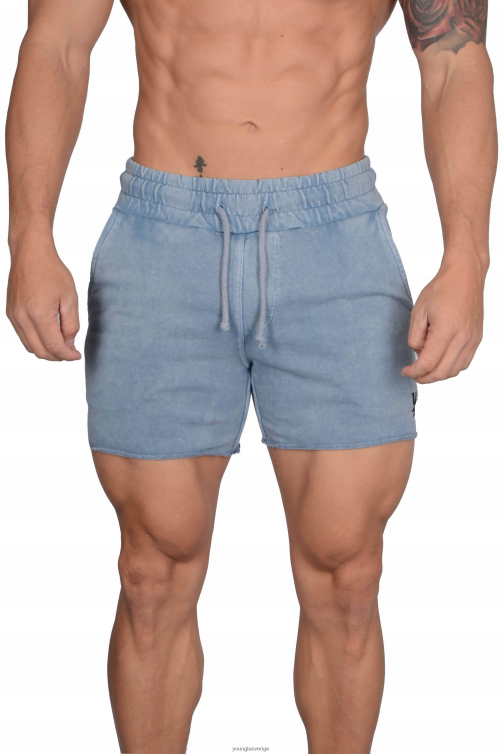 YoungLA män 102 bodybuilding shorts i fransk frotté himmelsblå tvättad Kläder 62TXL656