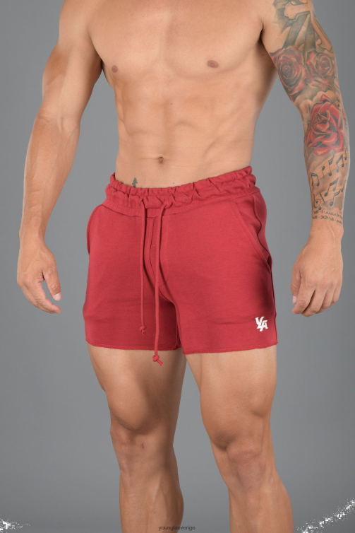 YoungLA män 102 bodybuilding shorts i fransk frotté röd Kläder 62TXL659