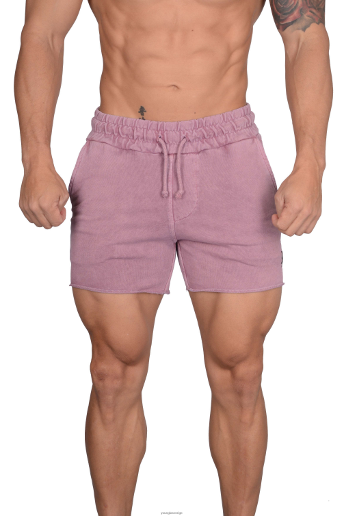 YoungLA män 102 bodybuilding shorts i fransk frotté rosa tvättad Kläder 62TXL655