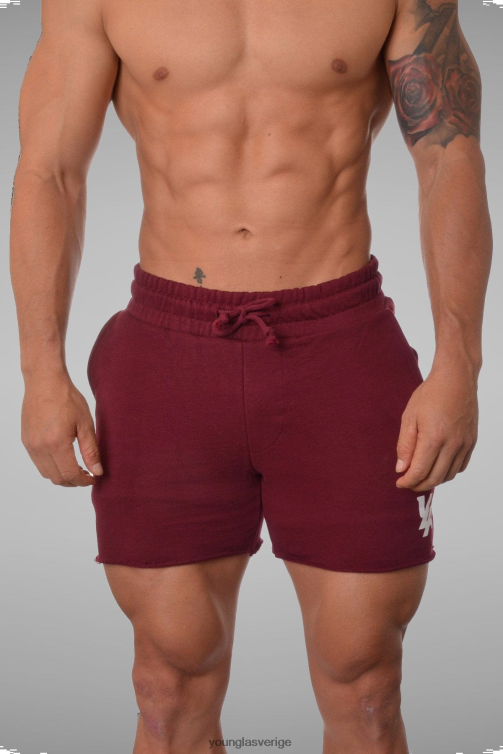 YoungLA män 102 bodybuilding shorts i fransk frotté vinröd Kläder 62TXL645