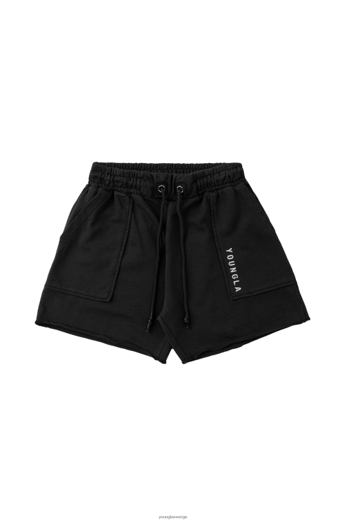 YoungLA män 106 vintage korta shorts svart tvätt Kläder 62TXL621