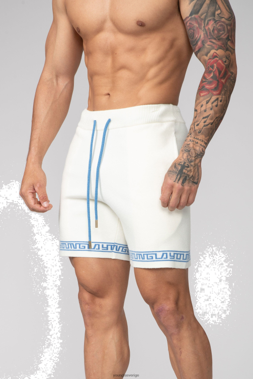 YoungLA män 116 hieroglyfiska stickade shorts off-white Kläder 62TXL673