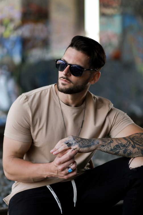 YoungLA män 411 perfect tee - rak botten kaki Kläder 62TXL191