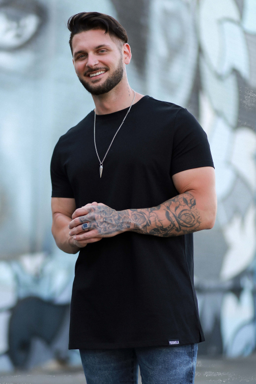 YoungLA män 411 perfect tee - rak botten svart Kläder 62TXL188