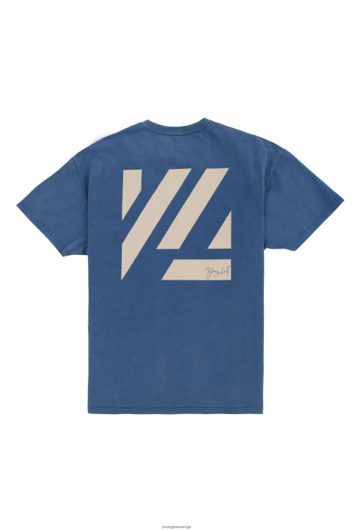 YoungLA män 413 överdimensionerade blockskjortor stålblå tvättad Kläder 62TXL265