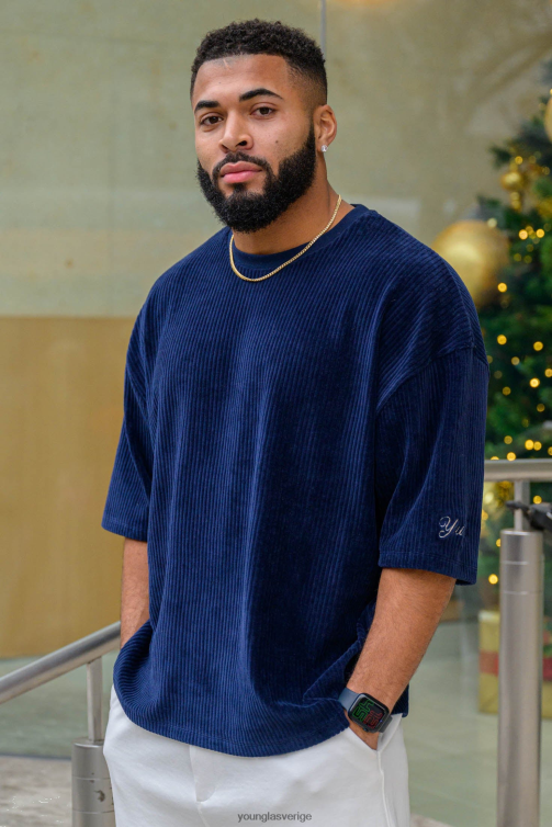 YoungLA män 421 manchester t-shirts i superstorlek Marin Kläder 62TXL169