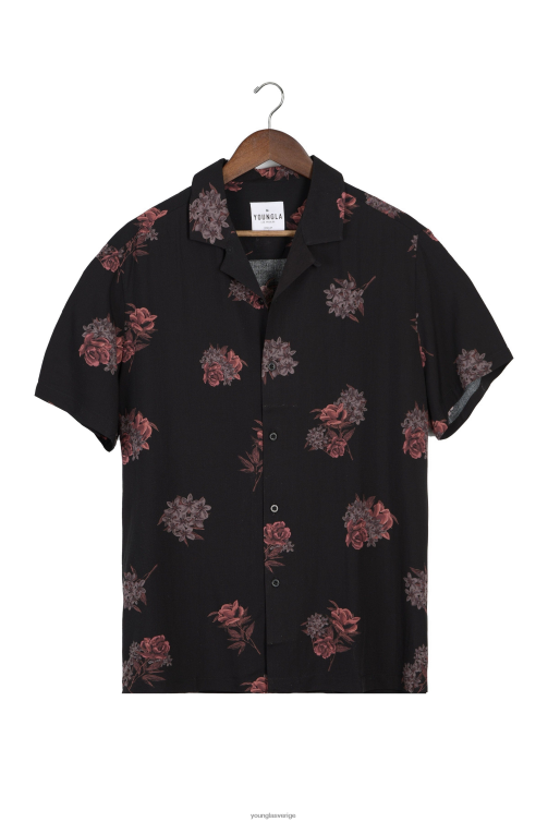 YoungLA män 445 cabo vibez skjortor tryckta svart essens Kläder 62TXL312
