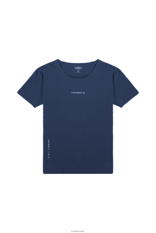 YoungLA män 447 råskuren t-shirt med bred hals Marin Kläder 62TXL234