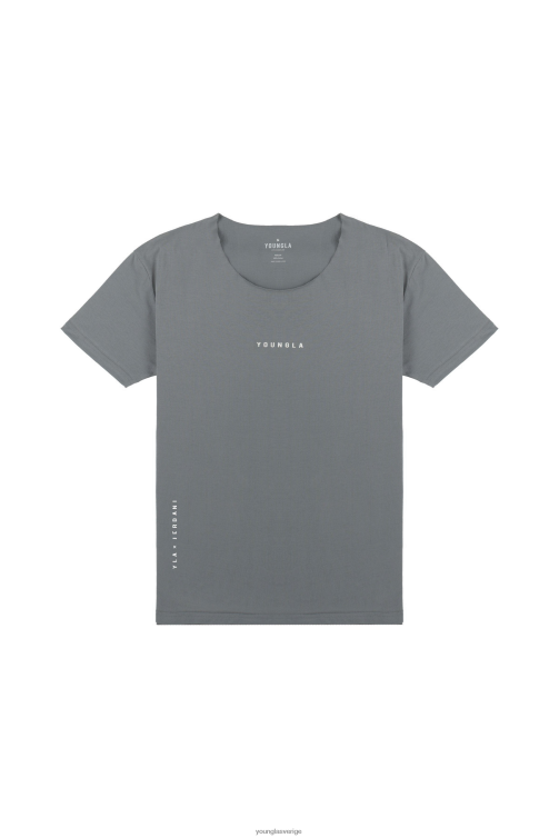 YoungLA män 447 råskuren t-shirt med bred hals grå Kläder 62TXL231