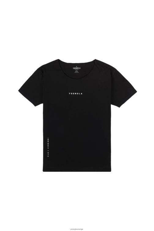 YoungLA män 447 råskuren t-shirt med bred hals svart Kläder 62TXL230