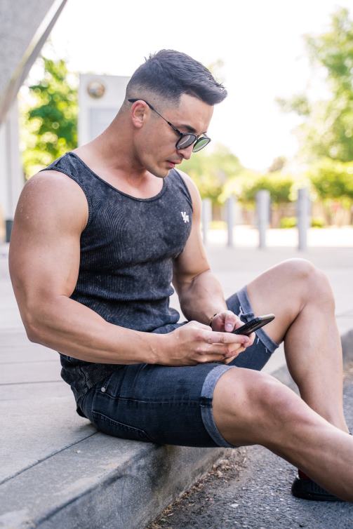 YoungLA män 314 scoop ribbad tank i botten vinröd Kläder 62TXL114