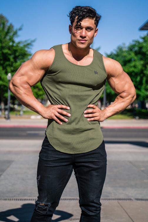 YoungLA män 314 scoop ribbad tank i botten vit Kläder 62TXL121