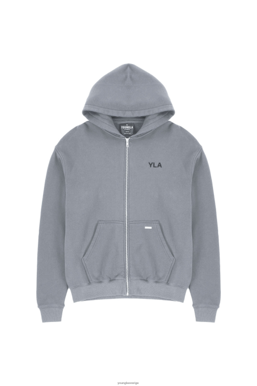 YoungLA män 515 monarch luvtröja med dragkedja grå tvätt Kläder 62TXL793