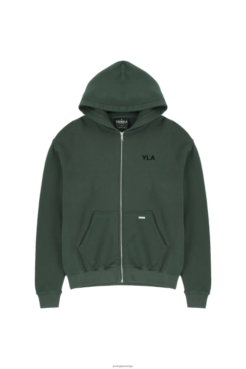 YoungLA män 515 monarch luvtröja med dragkedja skogsgröntvätt Kläder 62TXL791