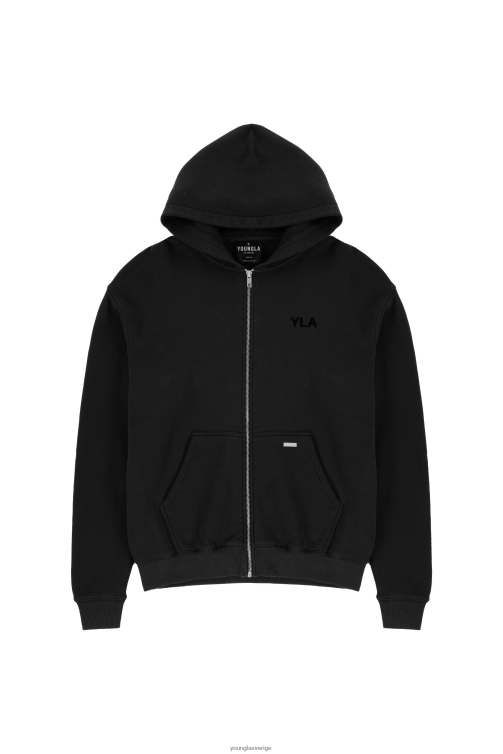 YoungLA män 515 monarch luvtröja med dragkedja svart tvätt Kläder 62TXL789